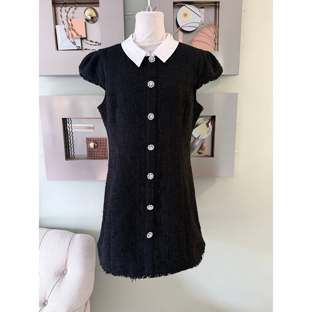 Likely Riello Black tweed mini dress